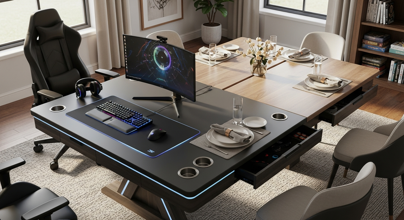 FunandTables ES versatile board game table with dual-purpose gaming and dining surface design