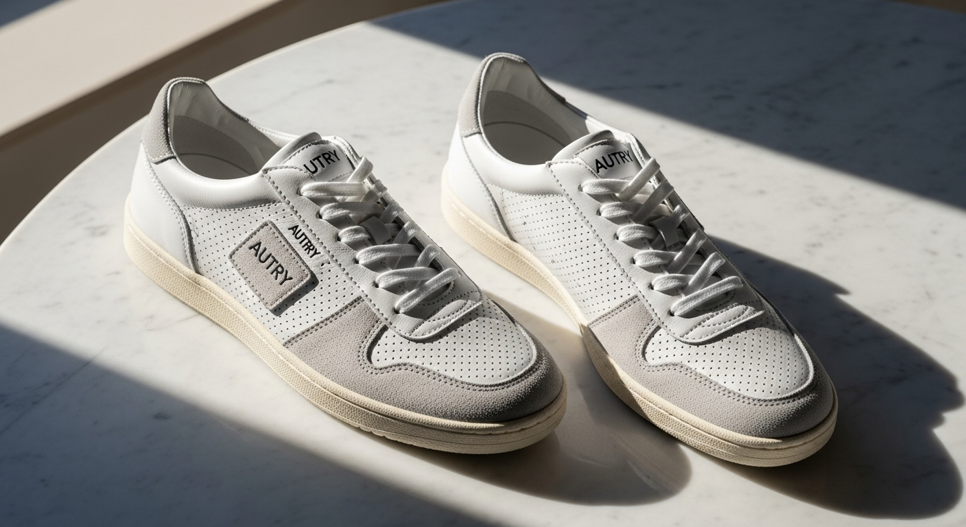Autry Medalist Low Sneakers in cream leather with vintage 80s design aesthetic
