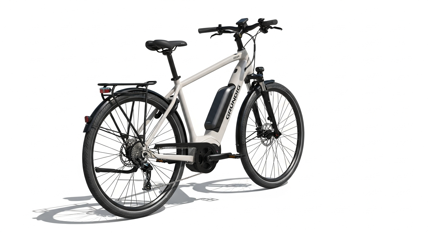 GRUNDIG ECB28 Urban Commuter E-Bike displayed in city street setting with rider