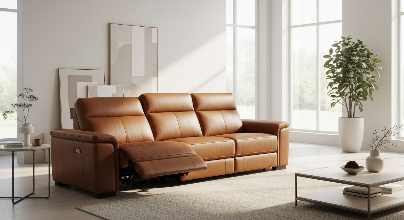 Egeo Italian Leather Power Recliner Sofa in modern living room setting
