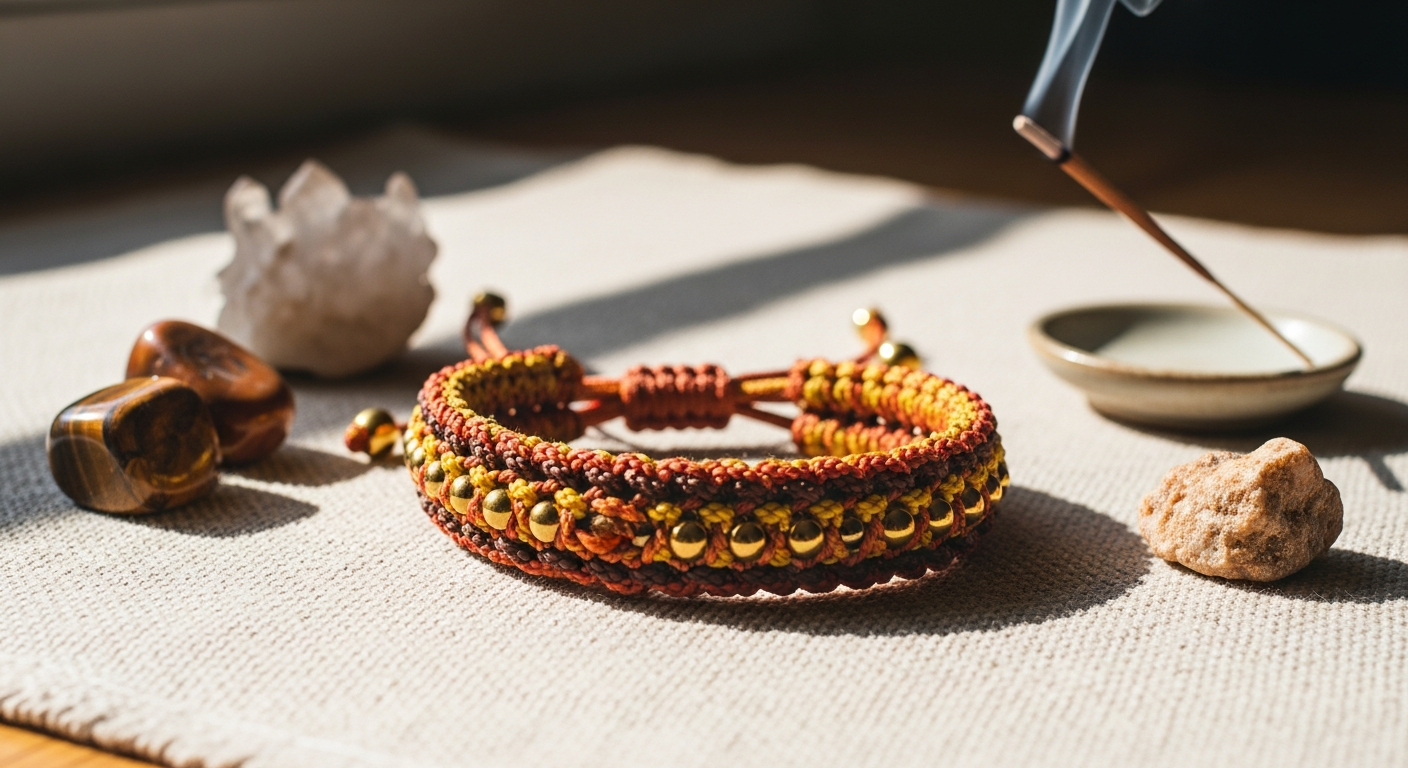 Good Fortune Harmony Tibetan Rope Bracelet with five sacred colors of handwoven cotton rope