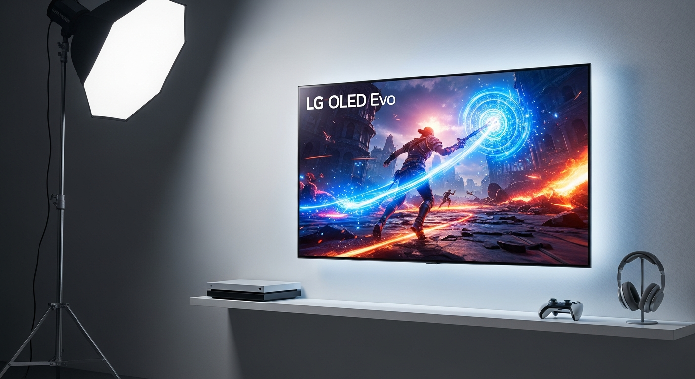 LG OLED Evo G-Series 4K TV displaying vibrant gaming visuals with perfect blacks