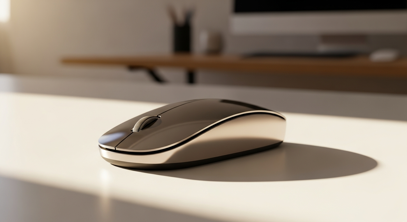 Lunar Artefacts Pointer Instrument wireless mouse with French leather and polished metals