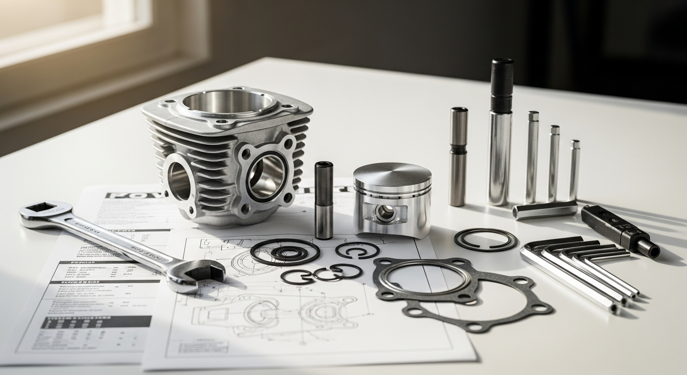High-performance 50cc motorcycle cylinder kit with piston and rings components