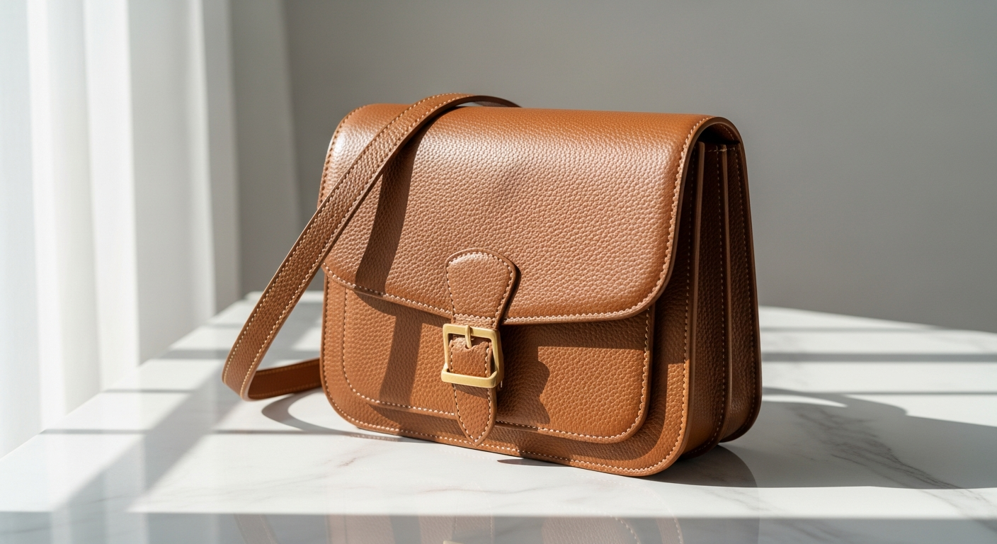 Mac Alyster Giulia cognac leather shoulder bag with adjustable straps and included pochette
