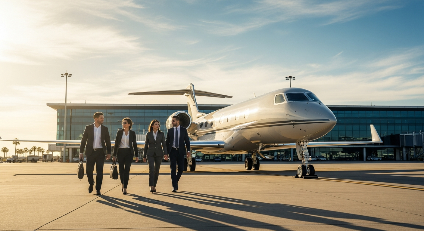 NetJets fractional aircraft ownership program fleet of private jets parked at airport