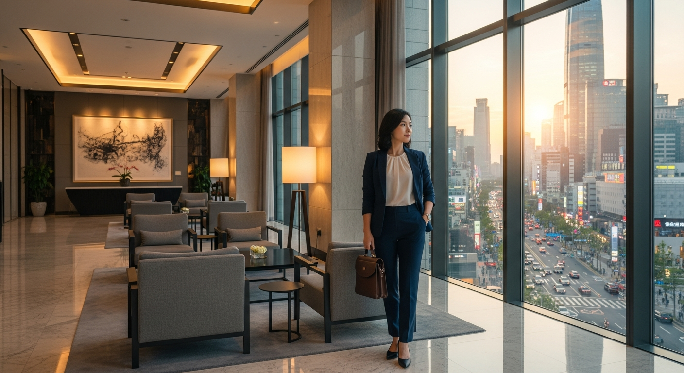 Luxury Amari Hotels & Resorts modern lobby with Asian architectural design elements