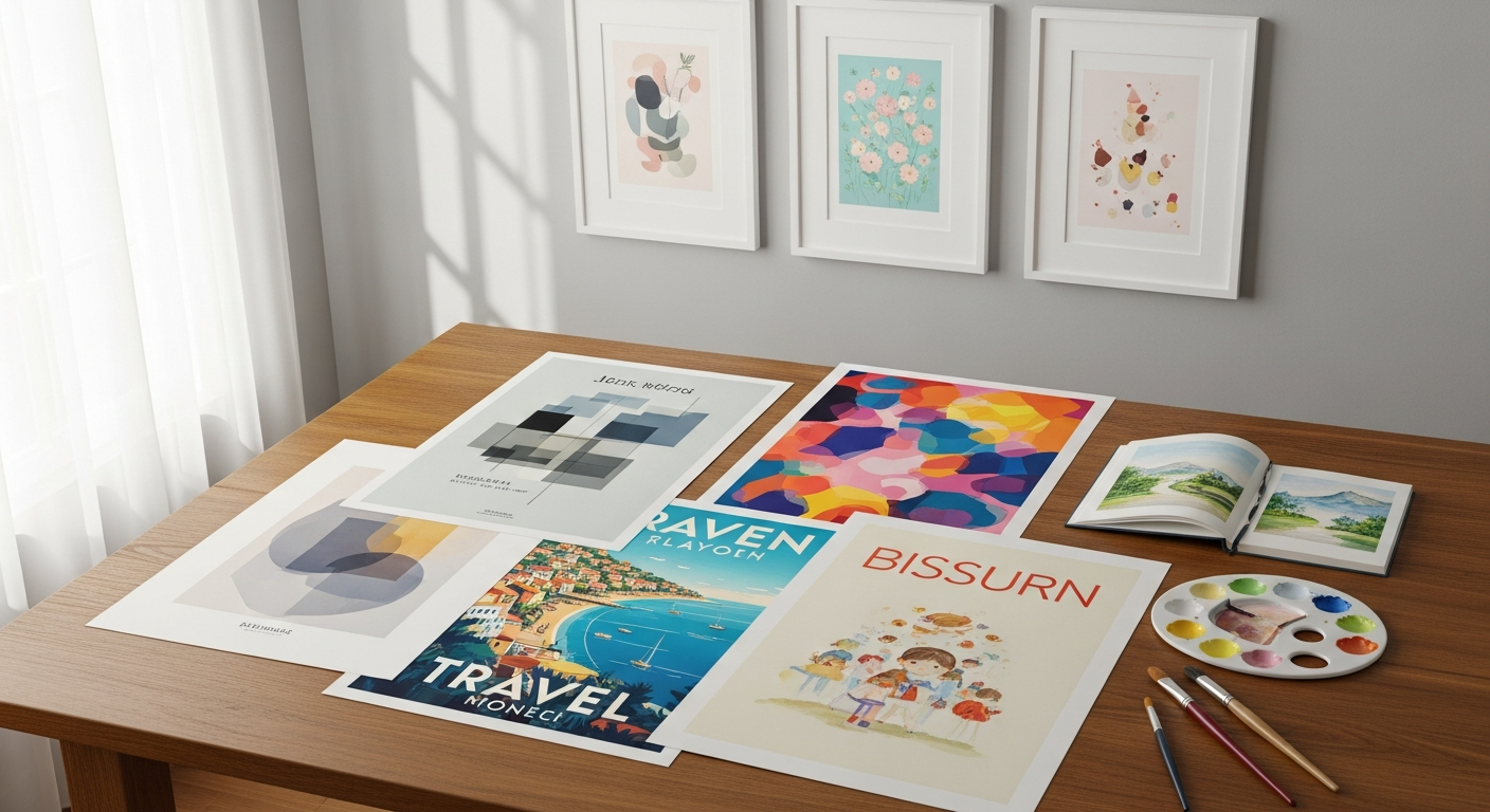 Personalized custom design poster displayed on living room wall showing family names and dates