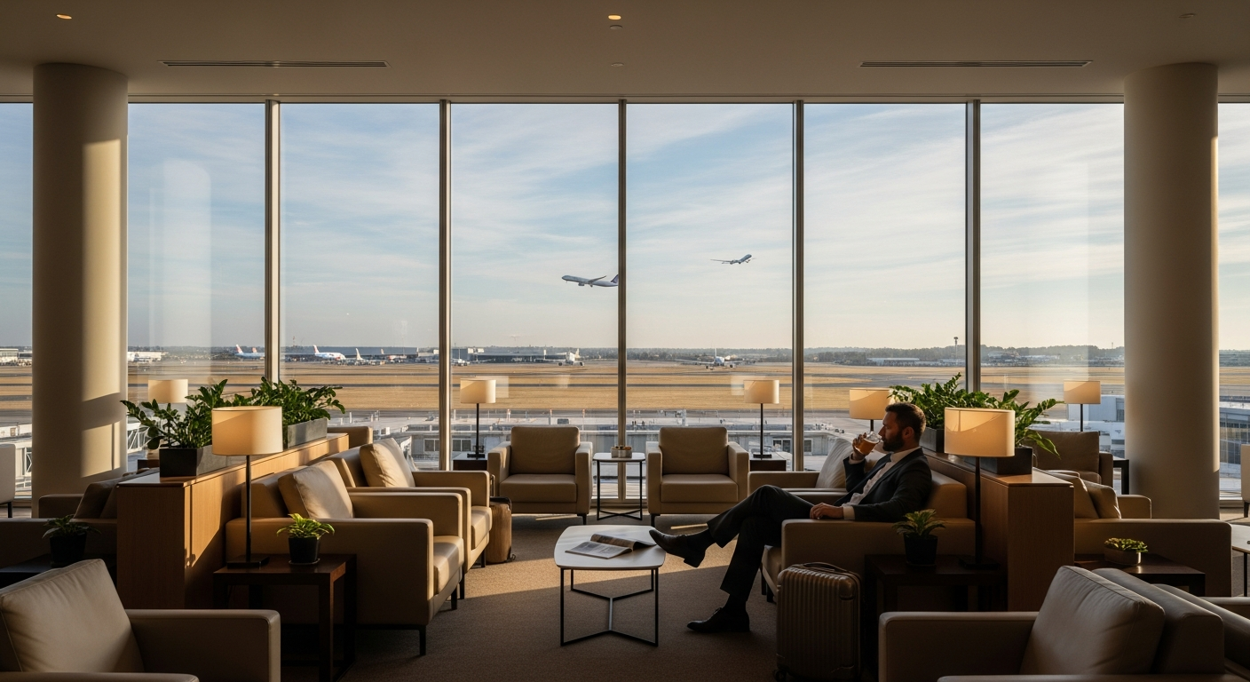 Plaza Premium Global Lounge interior with comfortable seating and modern amenities
