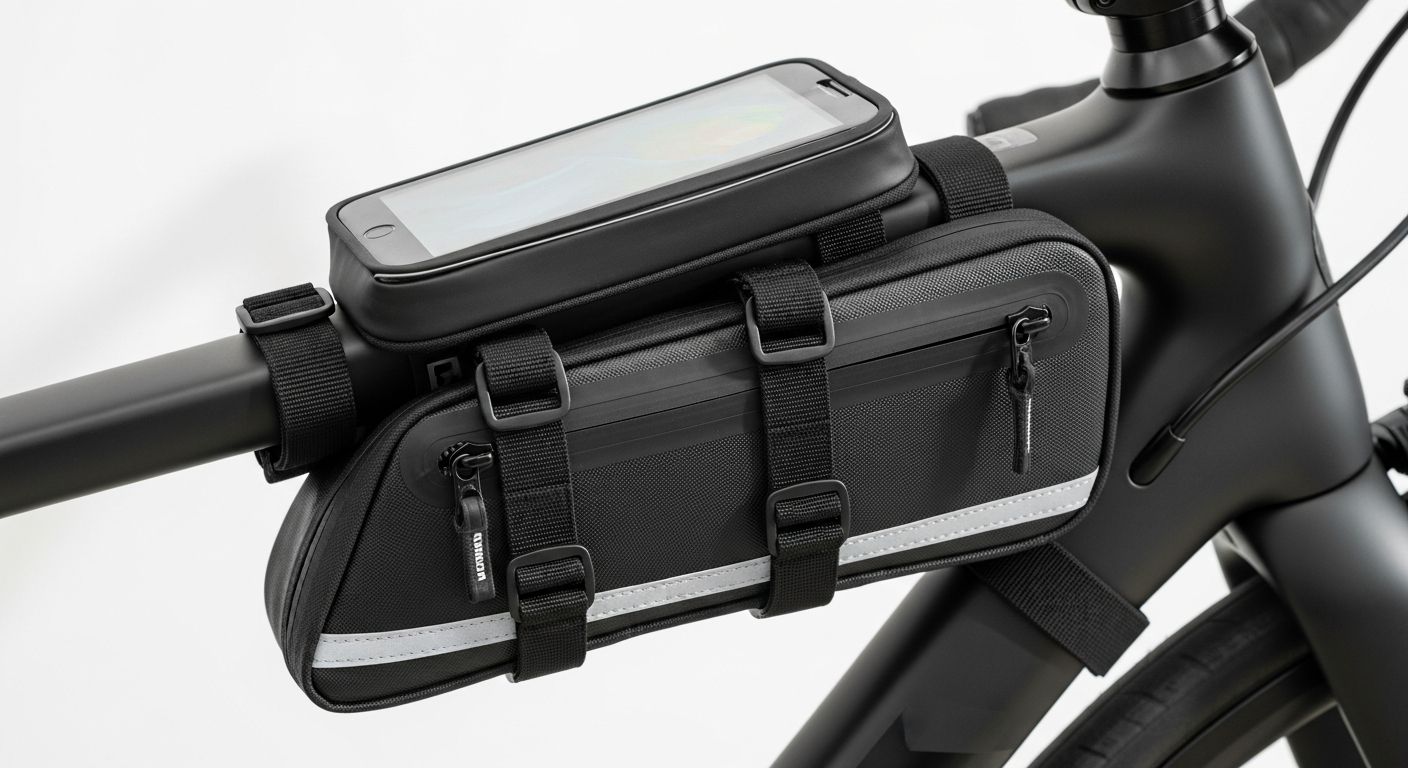 ROCKBROS waterproof bike phone front frame bag mounted on bicycle top tube