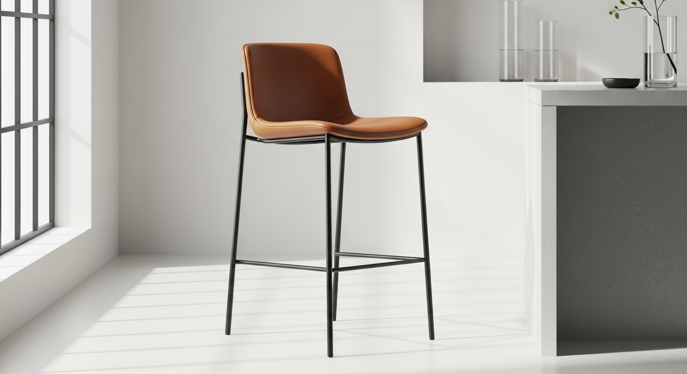 ROOBBA Athena Bar Stool with vegan leather seat and champagne gold frame