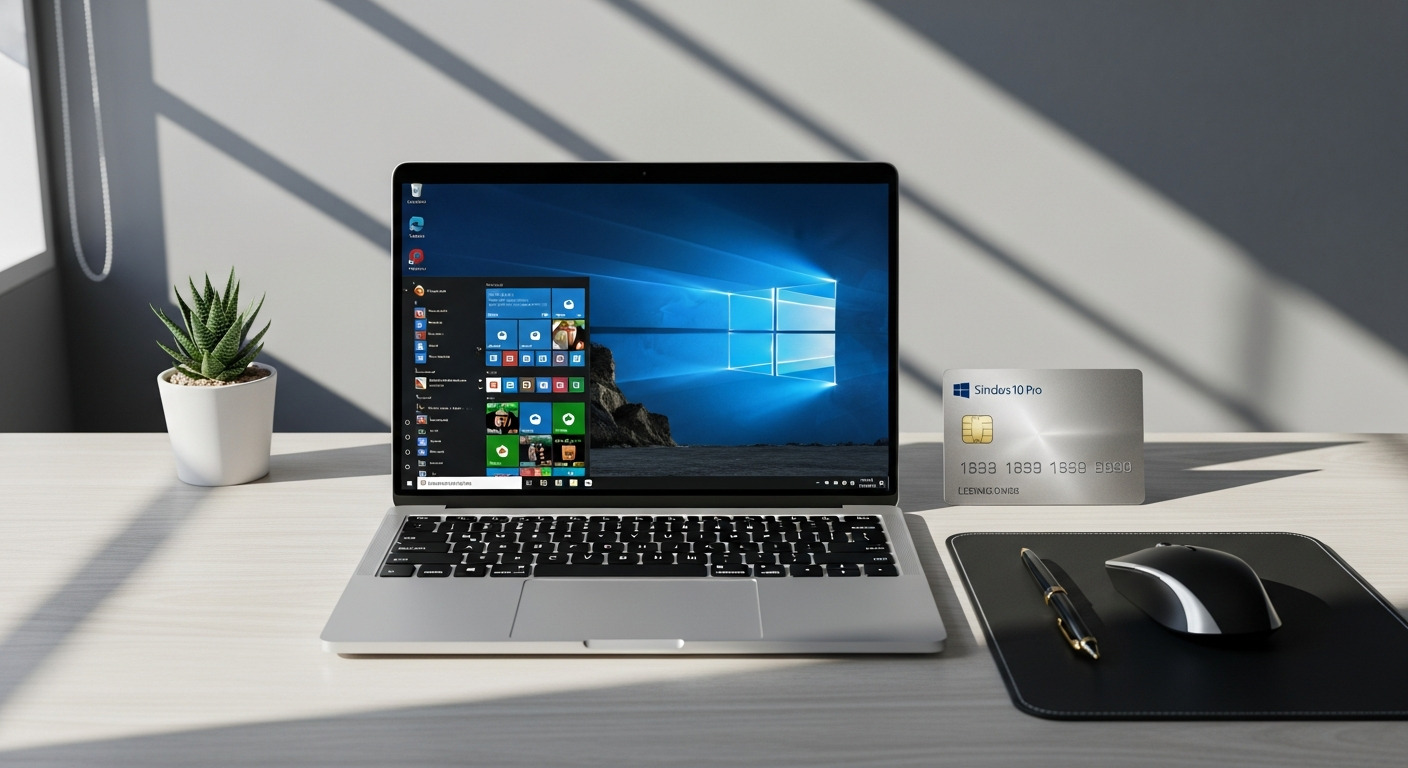 Professional Windows 10 Pro lifetime license key activation on modern computer