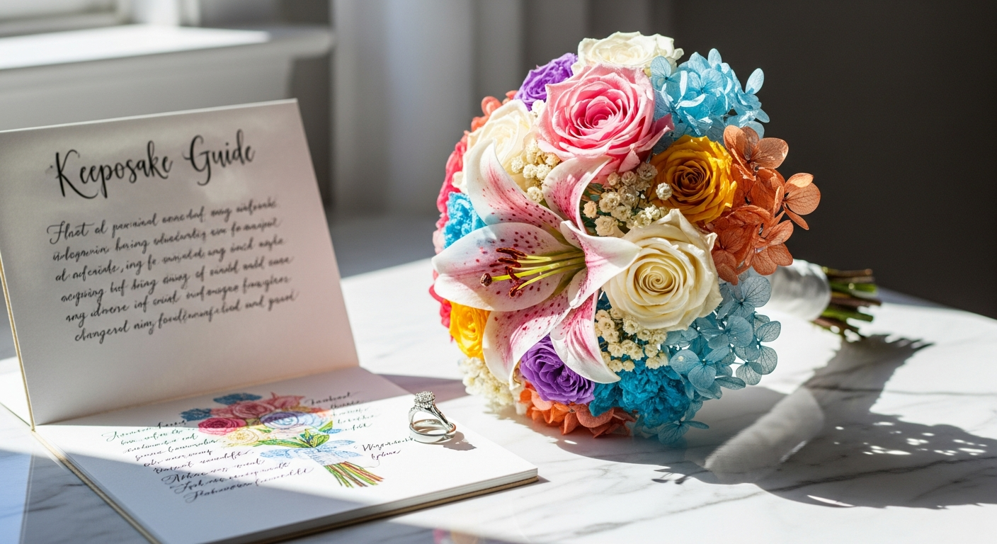Elegant resin heart-shaped keepsake containing preserved wedding bouquet flowers