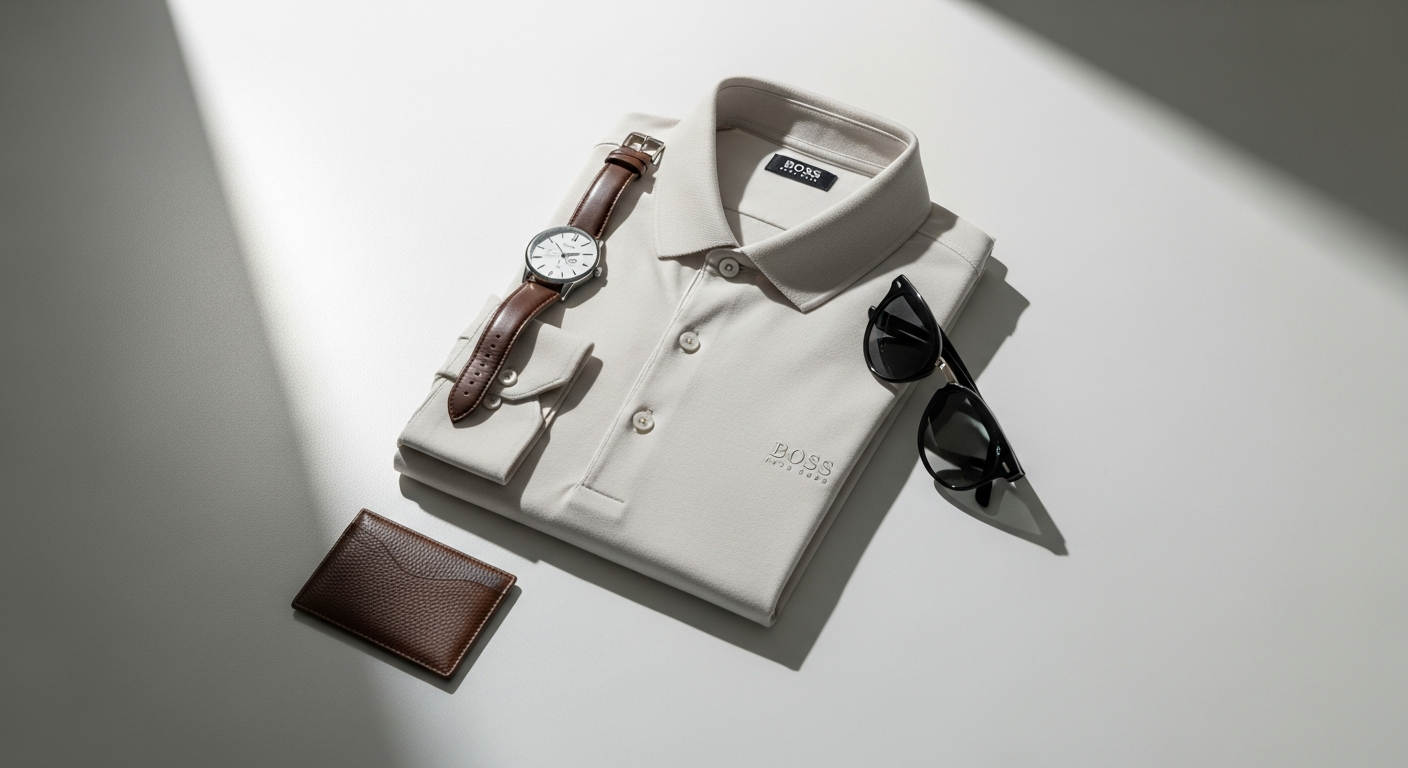 BOSS H-PARAS short-sleeved polo shirt in premium lyocell fabric with half-zip design