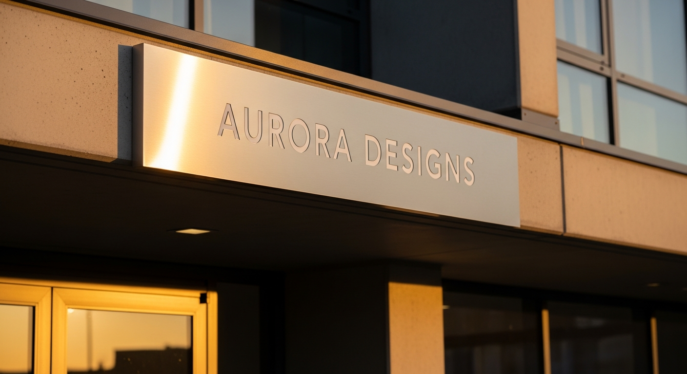 Custom aluminum sign with personalized text mounted on residential home entrance