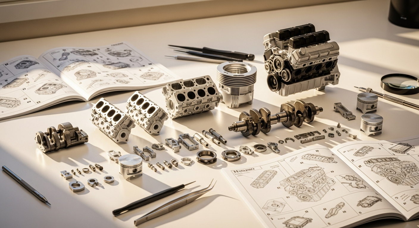 Holden V8 MOC engine model kit with 2106 precision parts assembled