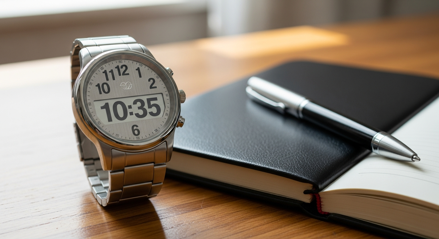 Ravencourt Talking Analogue Watch with silver expanding strap displayed on wrist