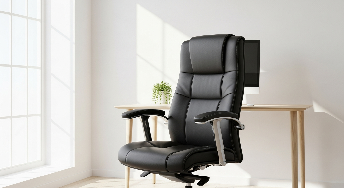 Sunaofe Boss Pro Leather Office Chair with adjustable headrest and lumbar support system