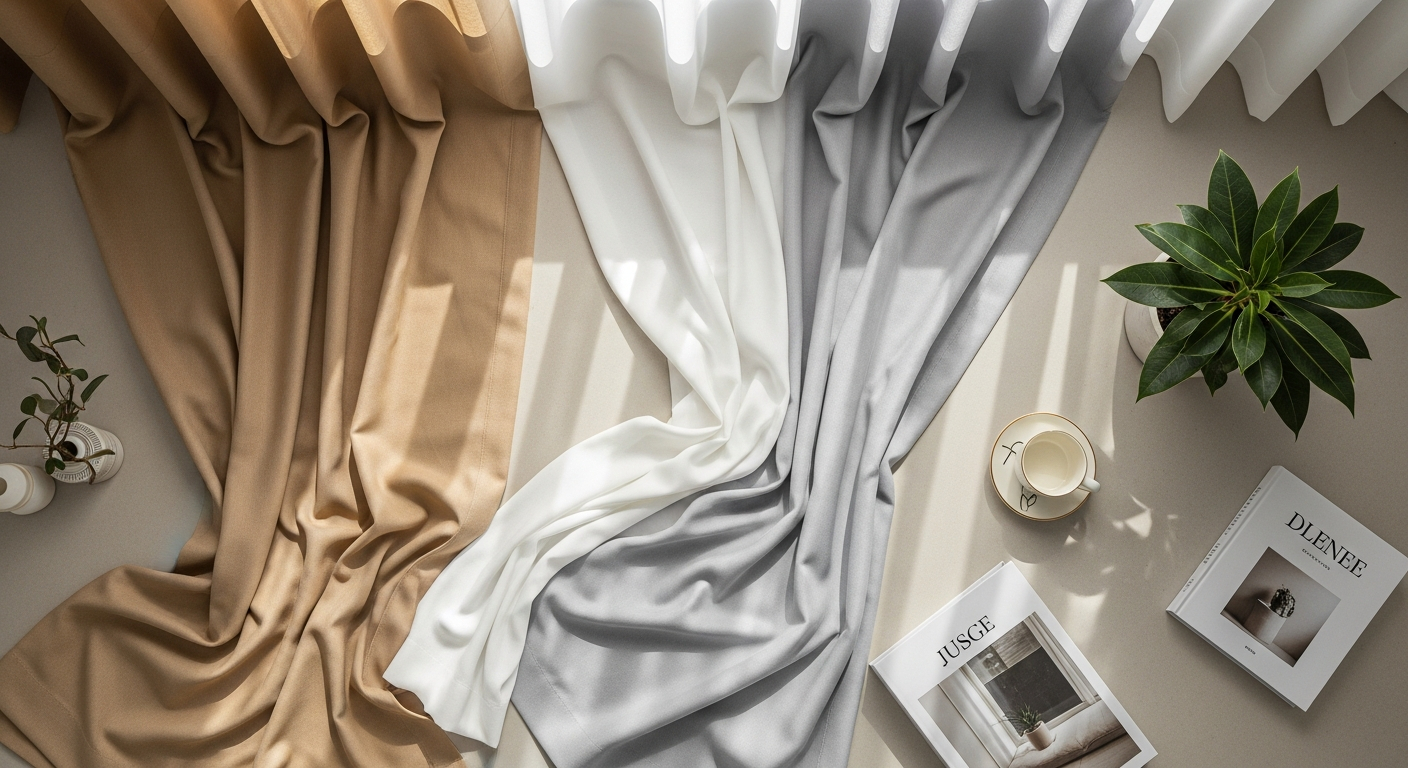 TWOPAGES Liz Linen Blend Curtains with pinch pleat design in ivory white color