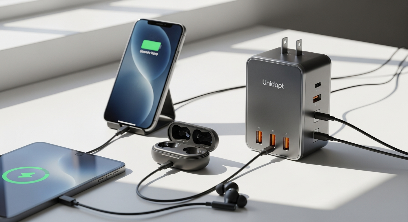 Unidapt USB Wall Charger Adapter with dual USB ports in white
