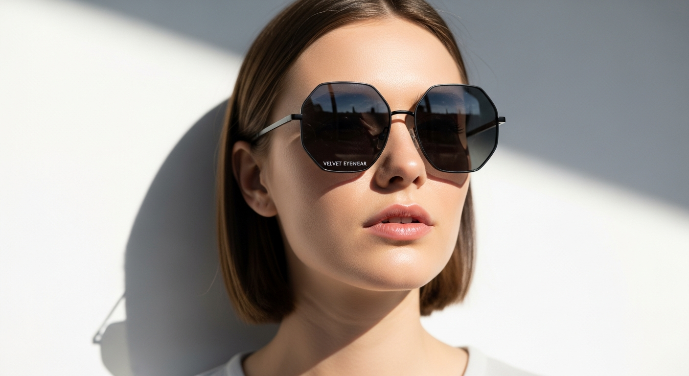 Velvet Eyewear Nina Octagon Sunglasses with tortoise frame and brown fade lenses