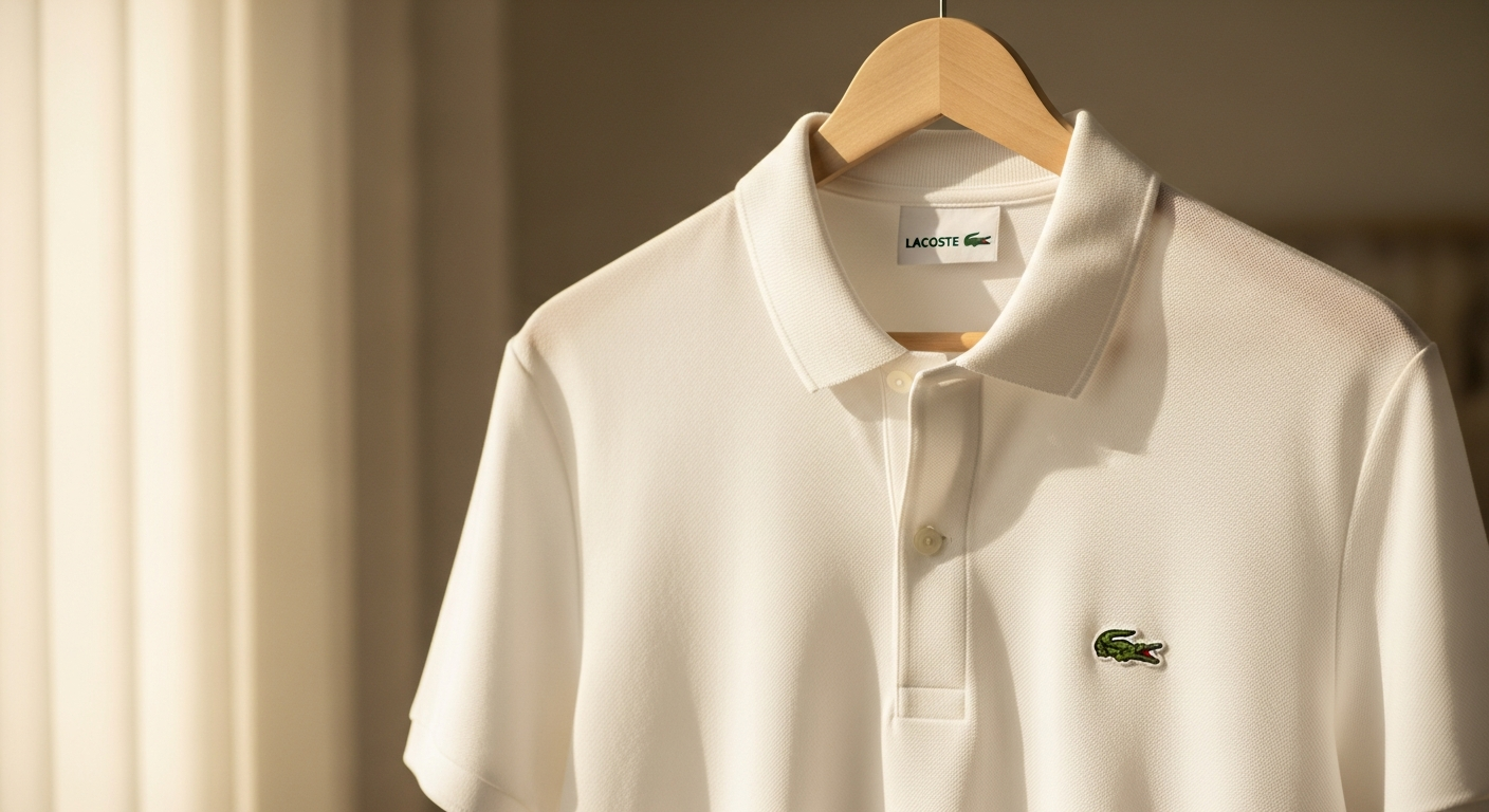 Lacoste L.12.12 Original Piqué Polo Shirt in classic white with crocodile logo