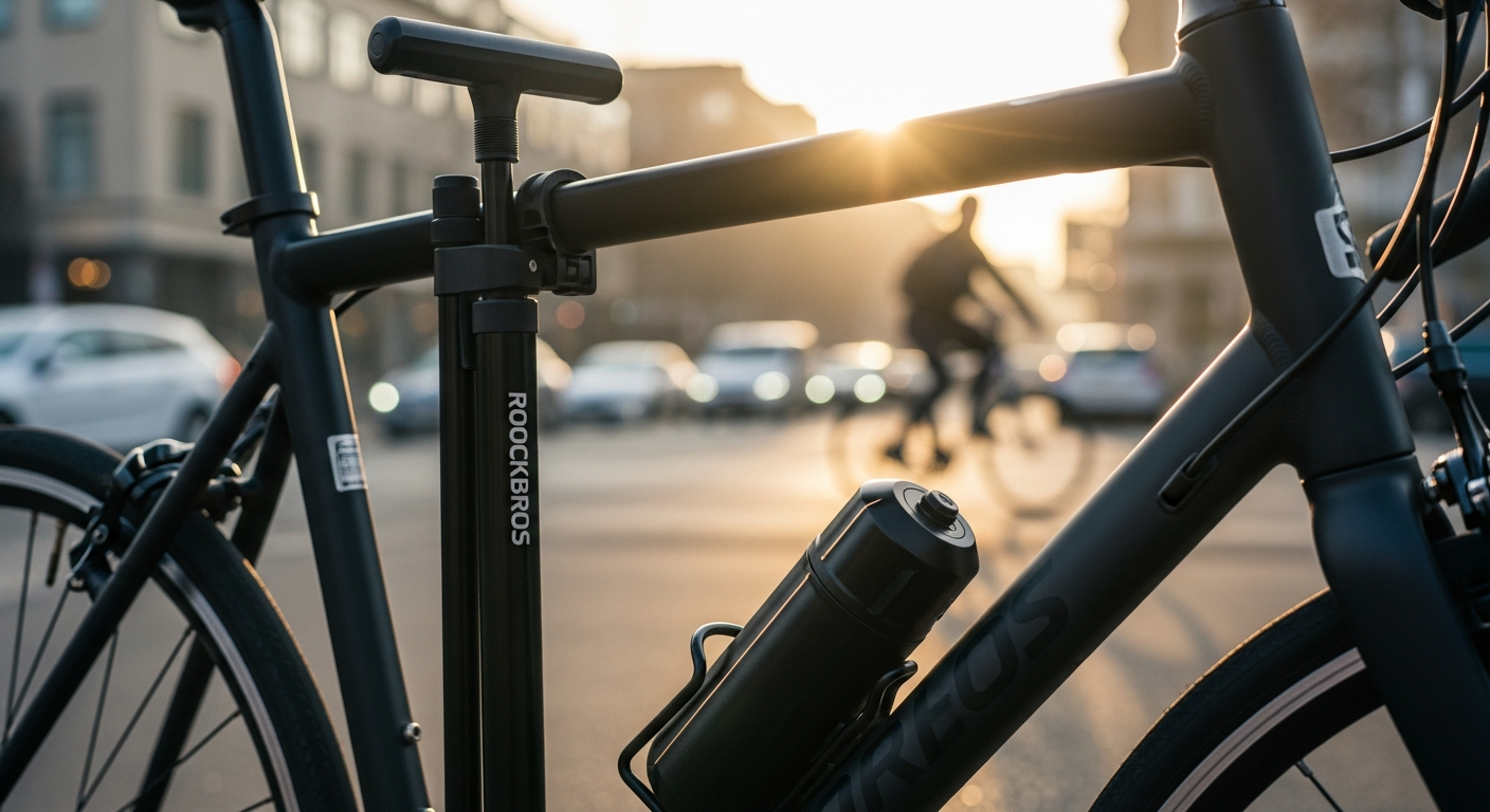 ROCKBROS Mini Electric Bicycle Pump AS1 Pro compact device with digital display